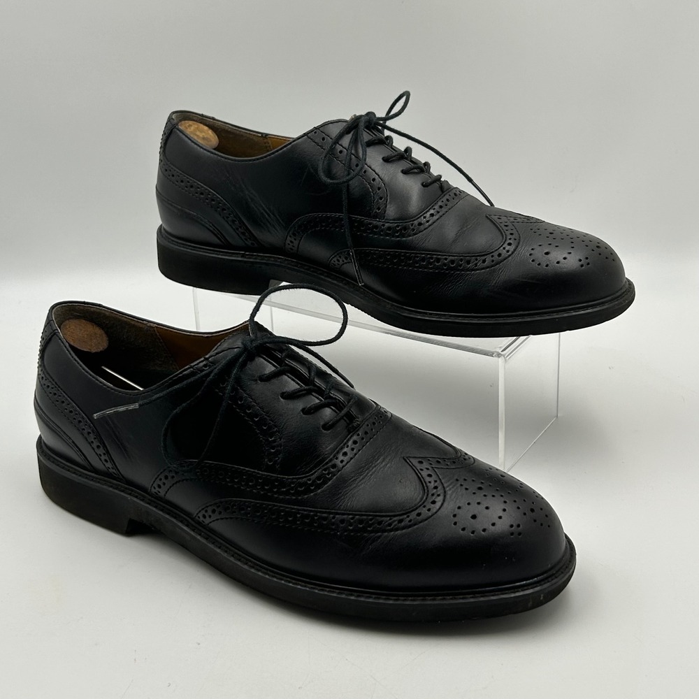 Rockport Wingtip Oxfords Mens 10M Black Leather Brogue Dress Shoes M1778 Classic